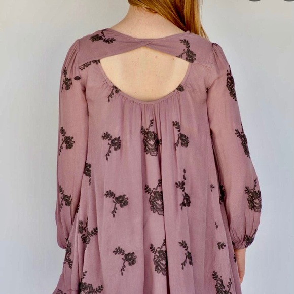 Free People Boho purple long sleeve tunic dress - Picture 2 of 9